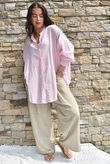 Shayle Indian Cotton Boyfriend Beach Shirt Sugar